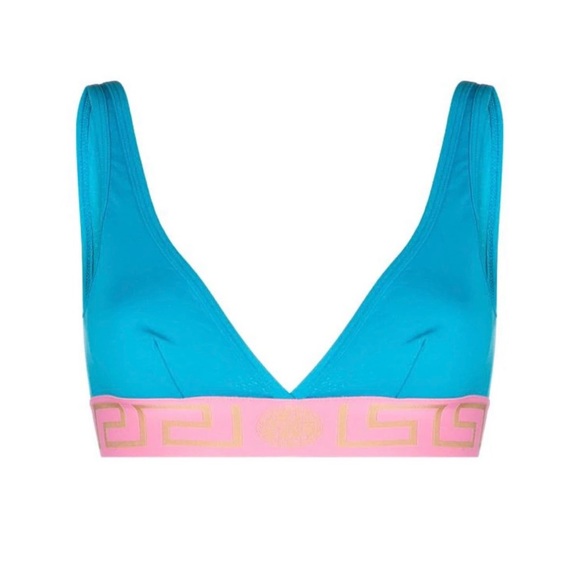 COPY - VERSACE Greca Border bralette blue pink Medusa head bra NEW NWT $175 - Picture 1 of 4